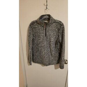 Weatherproof Vtg Sweater Womens Medium QuarterZip Long Sleeve Gray Sherpa Fleece